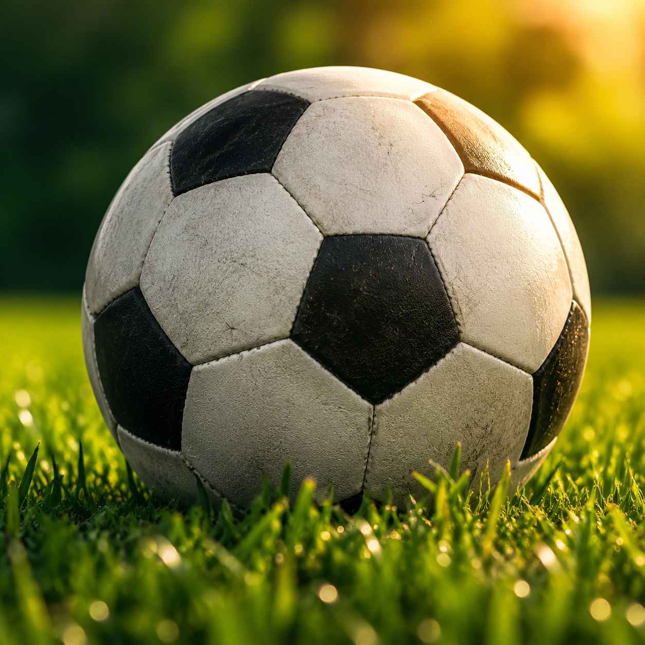 Pelota de fútbol sobre el césped